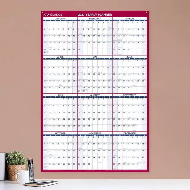 Alt view image 5 of 5 - 2027 Erasable Calendar, Dry Erase Wall Planner, 48" x 32", Vertical-Horizontal, Reversible (PM3262827)