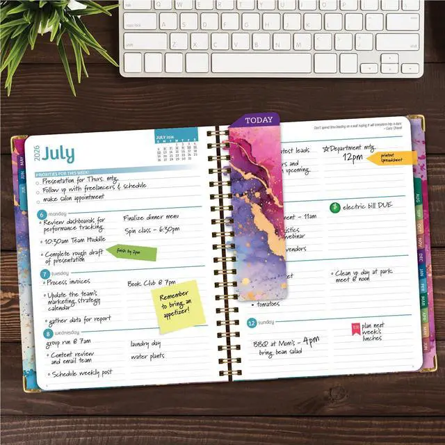 Alt view image 2 of 7 - HARDCOVER Academic Year 2026-2027 Planner: 14 Months (May 2026 - June 2027) 8.5"x11" Daily Weekly Monthly Planner Yearly Agenda, Bookmark, Pocket Folder and Sticky Note Set