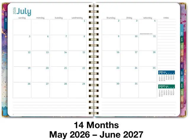 Alt view image 5 of 7 - HARDCOVER Academic Year 2026-2027 Planner: 14 Months (May 2026 - June 2027) 8.5"x11" Daily Weekly Monthly Planner Yearly Agenda, Bookmark, Pocket Folder and Sticky Note Set