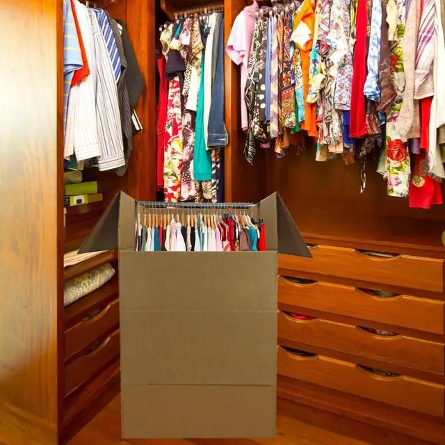 Alt view image 6 of 7 - Space Savers Wardrobe Moving Boxes With Hanger 20" x 20" x 34" (3 Pack)