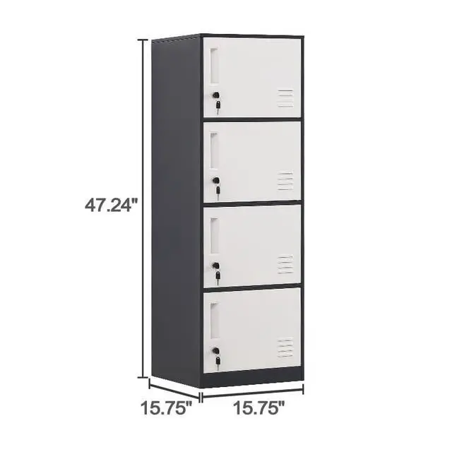 Alt view image 3 of 7 - 4 Door Metal Vertical Storage Locker for Kids Bedroom, Children Room, School, Office, Home,Stackable Steel Storage Cabinet for Sports Equipment,Anti-Tilting Device (Gray)