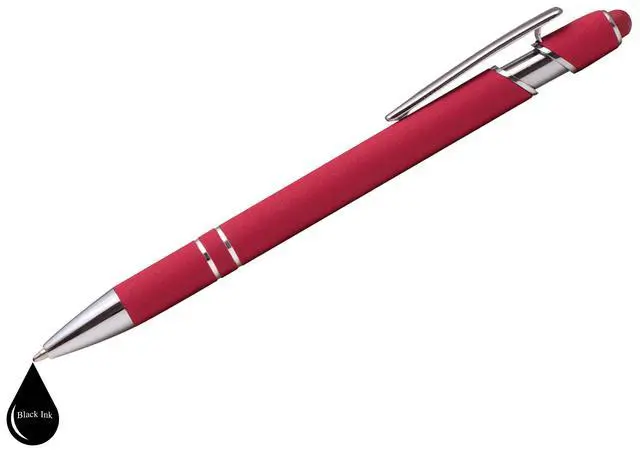 Alt view image 4 of 7 - ExpressDesigns - Premium Custom Pens with Stylus | Burst of Color | Personalized Soft-Touch Metal Printed Name Pens w/Black Ink - Imprinted w/Logo or Message - 12 pcs/pack (Red)