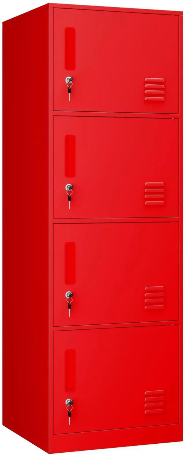Main image of 4 Door Metal Vertical Locker Storage Cabinet for Office Home,Office,School,Employees,4 Tier Storage Cabinet with Locking Doors,Lockable File Cabinet Organizer Lockers(4D, red)