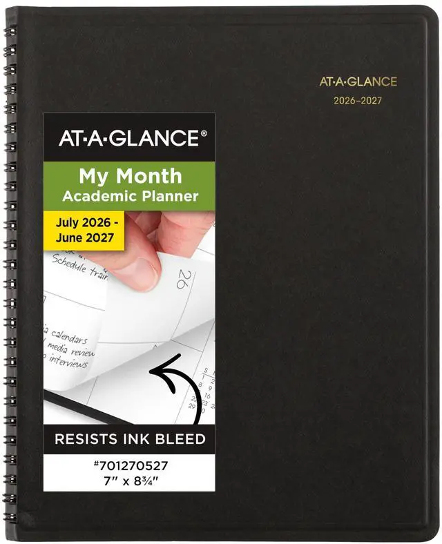 Main image of Planner 2026-2027 Monthly Academic 18-Month July-December Calendar Notebook, 7" x 8-3/4", Black (7012705)