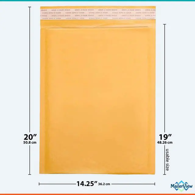 Alt view image 2 of 7 - Kraft Bubble Mailers 14.25x20, Self Seal Padded Envelopes #7, 50 Pack Bulk | Holds Clothing & Bulk Items, No Tape Needed, Cushioned Protection, Tear-Resistant Yellow Kraft, Made in USA