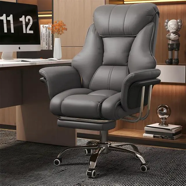 Main image of Big and Tall Office Chair 550 lbs Extra Wide Leather Executive Chair with Retractable Footrest, Heavy-Duty Ergonomic Chair, Adjustable Height Computer Gaming Chairs
