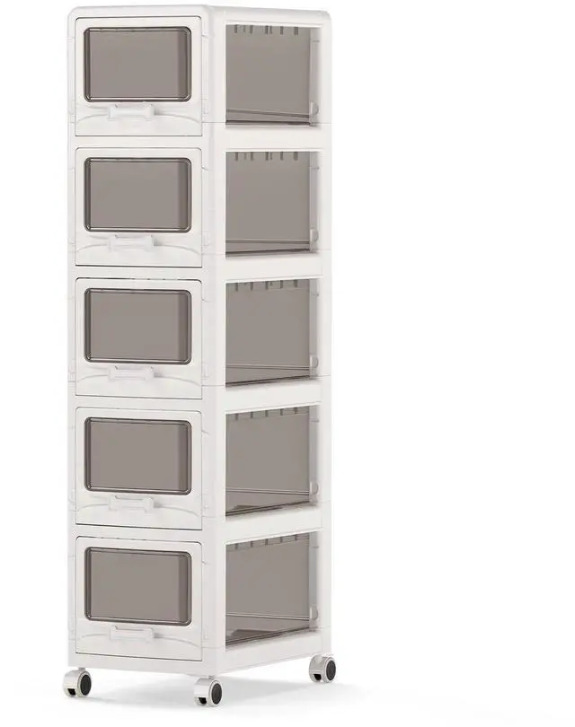 Main image of 5-Tier Rolling Storage Cart, Utility Cart with 5 Drawers & Lockable Wheels for School Art Craft Supplies, Plastic Organizer and Storage for Kitchen, Bedroom and Home Office