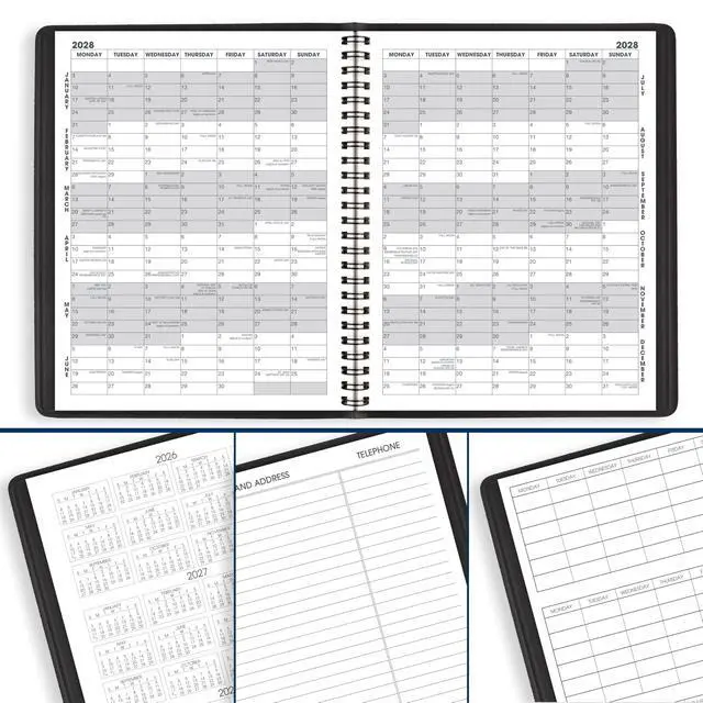 Alt view image 5 of 6 - Planner 2026-2027 Monthly Academic 18-Month July-December Calendar Notebook, 7" x 8-3/4", Black (7012705)