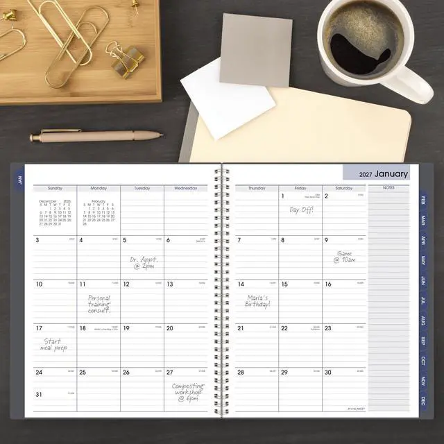 Alt view image 2 of 7 - 2027 Planner, Monthly, 8.5" x 11", Tabbed, DayMinder, Gray (GC4700727)