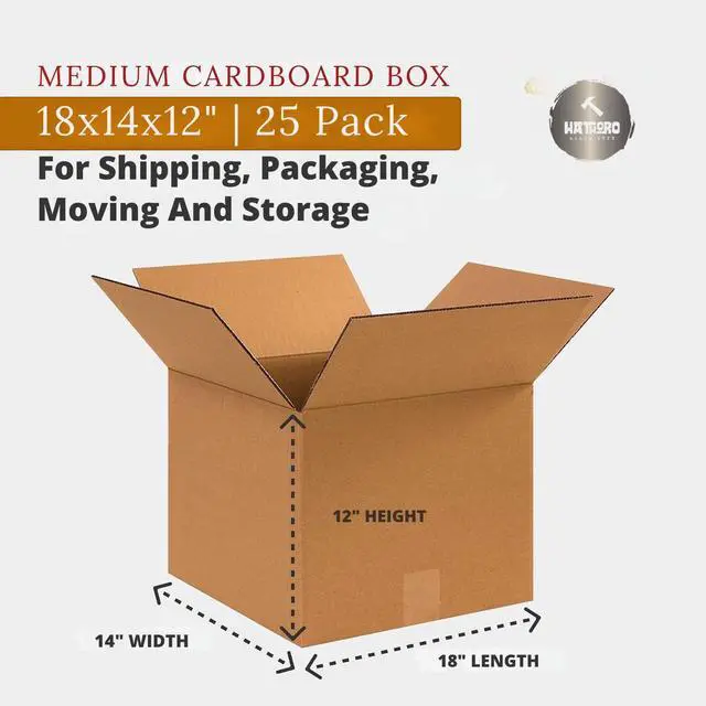 Alt view image 3 of 5 - Medium Moving Boxes, 18"L x 14"W x 12"H (25 Pack) | Corrugated Cardboard Boxes for Shipping, Packing, Mailing and Storage, Multi-Purpose
