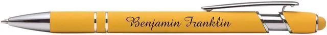 Alt view image 3 of 7 - ExpressDesigns - Premium Custom Pens with Stylus | Burst of Color | Personalized Soft Touch Metal Printed Name Pens w/Black Ink - Imprinted w/Logo or Message - 12 pcs/pack (Yellow)
