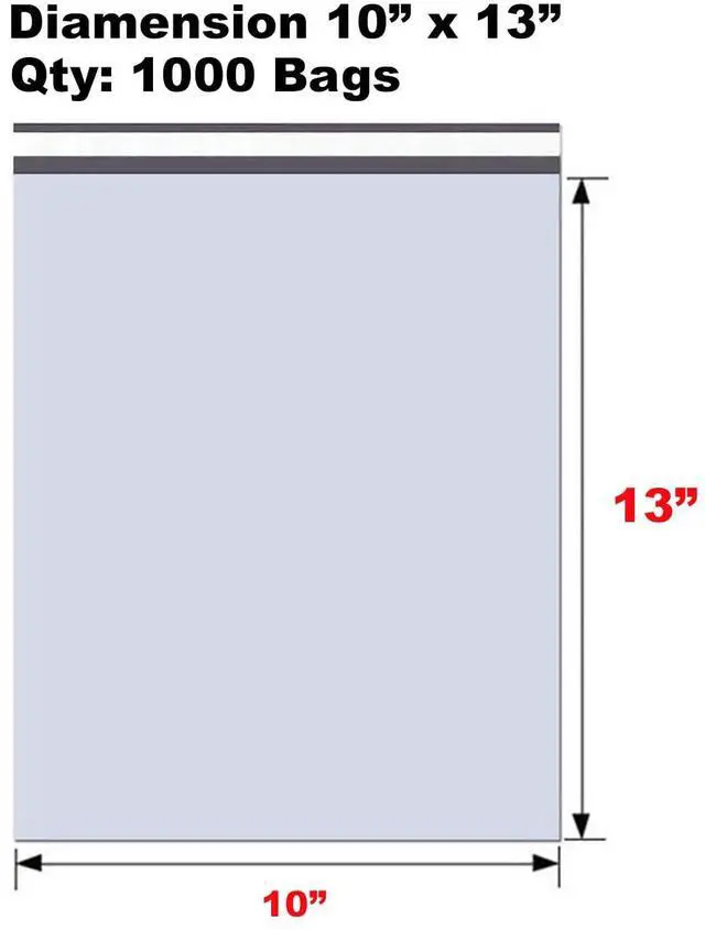 Alt view image 2 of 7 - Poly Mailers 10 x 13 Inch #4, White, 1000-Pack, Strong Self-Seal, Waterproof Shipping Bags, For Clothing, T-Shirts, Books, E-Commerce Packaging