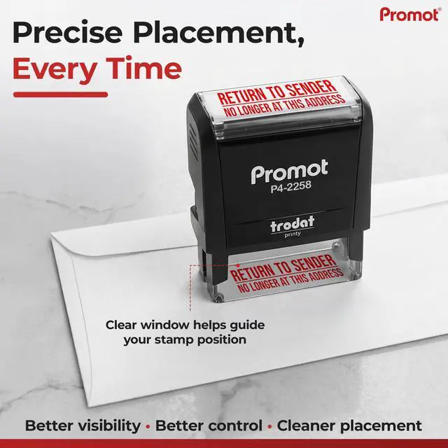 Alt view image 5 of 7 - Return to Sender No Longer at This Address Self-Inking Stamp - Red Ink Envelope Stamper for Office Supplies & Business Use - Rubber Stamps for Mail Organization - Return Address Stamp (Large)