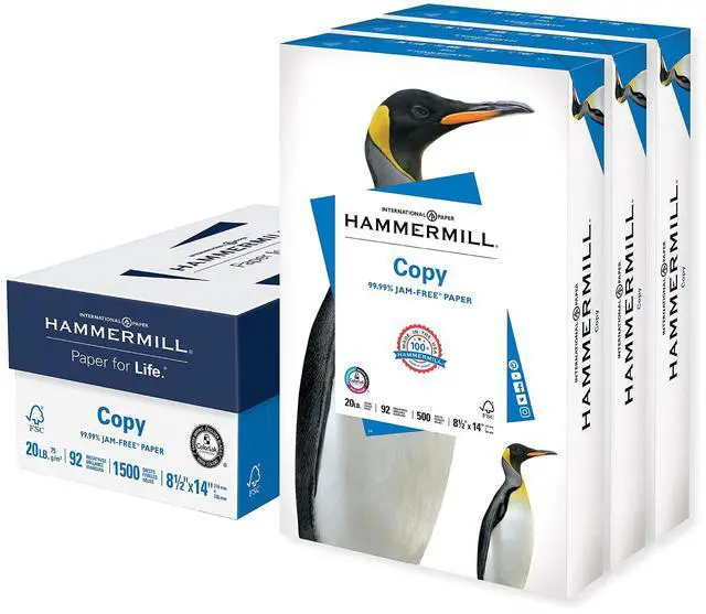 Main image of Printer Paper, 20 Lb Copy Paper, 8.5 x 14-92 Bright, Made in the USA- 3 Ream (1500 Sheets)