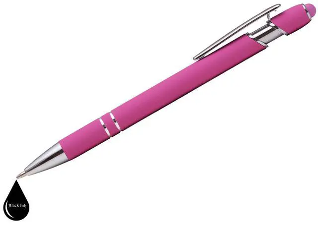 Alt view image 4 of 7 - ExpressDesigns - Premium Custom Pens with Stylus | Burst of Color | Personalized Soft Touch Metal Printed Name Pens w/Black Ink - Imprinted w/Logo or Message - 12 pcs/pack (Assorted)