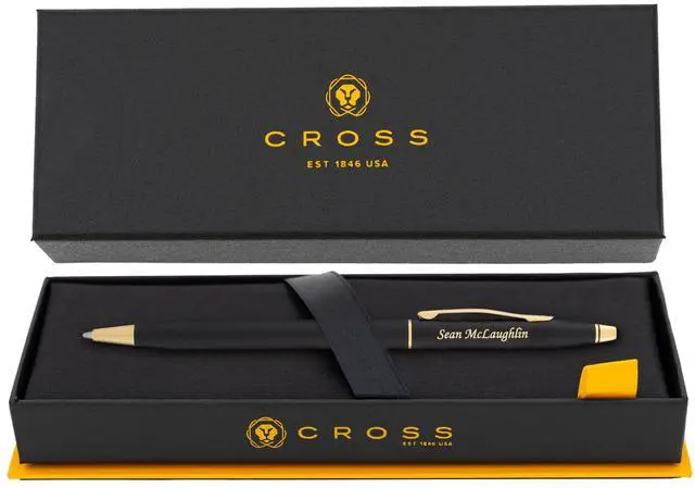 Main image of Cross Classic Century Personalized Ballpoint Pen in Black with Gold Trim | Engraved Pen for Executives, Graduation, Retirement, Career Advancement