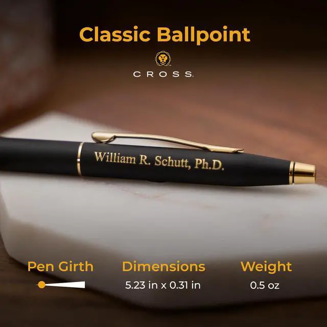 Alt view image 5 of 7 - Cross Classic Century Personalized Ballpoint Pen in Black with Gold Trim | Engraved Pen for Executives, Graduation, Retirement, Career Advancement