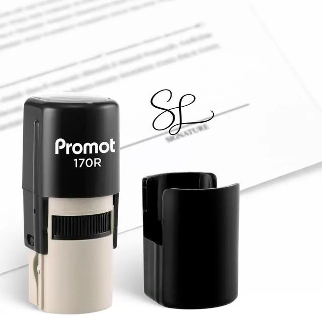 Main image of Round Signature Initials Stamp - Personalized Self-Inking Stamp | Crisp & Consistent Impressions, Fast One-Hand Operation, Replaceable Ink Pad, Clean & Smudge-Resistant Results