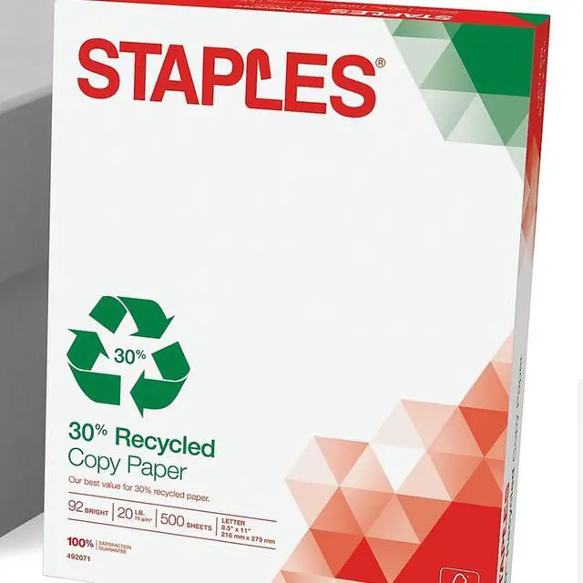 Alt view image 2 of 5 - 30% Recycled Copy Paper, 8.5x11 In, 20 lb, 92 Bright, 5/Ctn | Eco-friendly multipurpose paper for everyday office, school & home printing