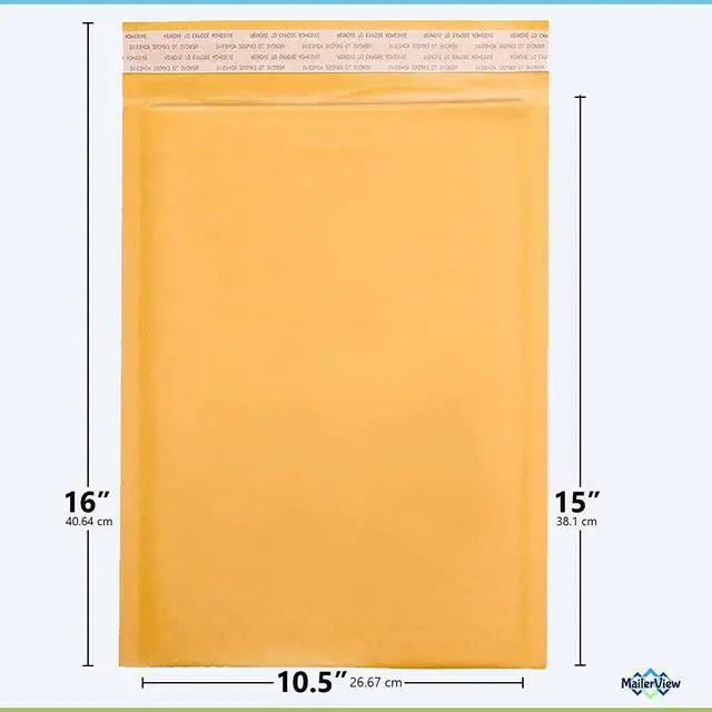 Alt view image 2 of 6 - Kraft Bubble Mailers 10.5x16, Self Seal Padded Envelopes #5, 100 Pack Bulk | Fits Books, Comics & Apparel, No Tape Needed, Cushioned Protection, Tear-Resistant Yellow Kraft, Made in USA