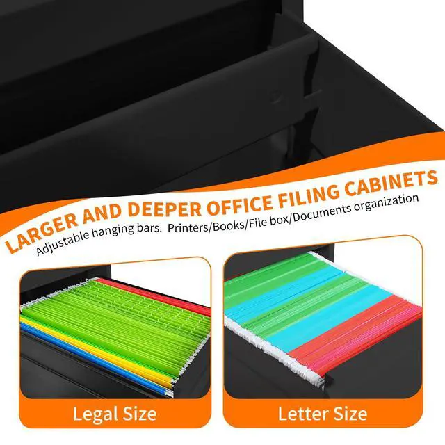 Alt view image 4 of 6 - Metal File Cabinet with Drawer Heavy Duty Locking File Cabinets | Home Office Steel Filing Cabinet Vertical File Cabinets for Legal/Letter Size File,Assembly Required