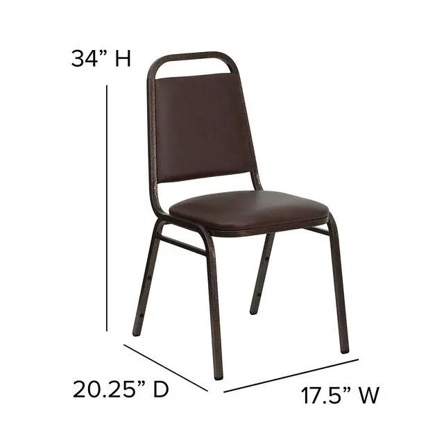 Alt view image 2 of 7 - Brown Vinyl Trapezoidal Back Stacking Banquet Chair | Copper Vein Frame, Vinyl Upholstery