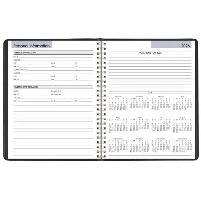 Alt view image 7 of 7 - 2026 Planner, Weekly, 7" x 8-3/4", Medium, Block-Style, DayMinder, Black (G5350026)