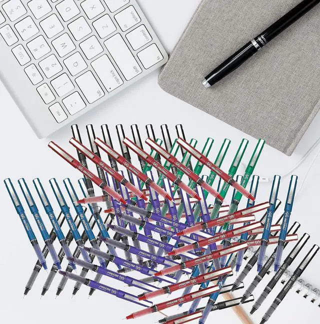 Alt view image 4 of 7 - Precise V7 Stick Rolling Ball Pens, Fine Point (.7mm), Assorted Colors Black/Blue Ink, 5-pk;