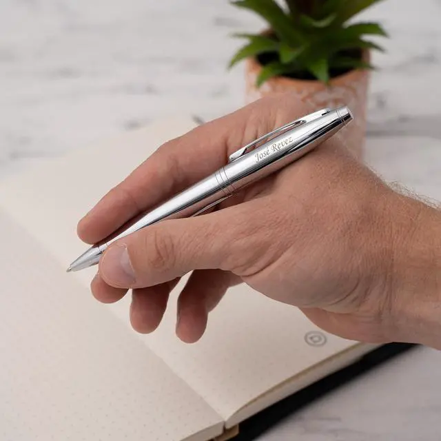 Alt view image 2 of 7 - Cross Calais Personalized Twist Action Ballpoint Pen in Chrome Finish | Engraved Pen for Graduation, Promotion, Office Team, New Hire