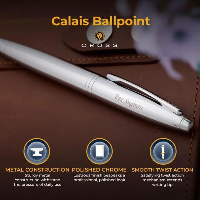 Alt view image 4 of 7 - Cross Calais Personalized Twist Action Ballpoint Pen in Chrome Finish | Engraved Pen for Graduation, Promotion, Office Team, New Hire