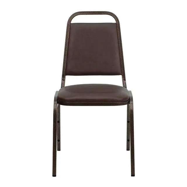 Alt view image 5 of 7 - Brown Vinyl Trapezoidal Back Stacking Banquet Chair | Copper Vein Frame, Vinyl Upholstery