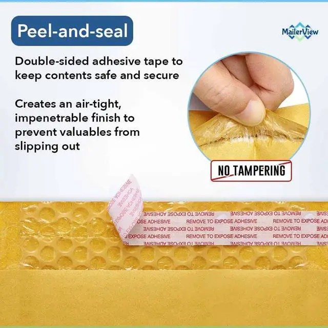 Alt view image 4 of 7 - Kraft Bubble Mailers 14.25x20, Self Seal Padded Envelopes #7, 50 Pack Bulk | Holds Clothing & Bulk Items, No Tape Needed, Cushioned Protection, Tear-Resistant Yellow Kraft, Made in USA