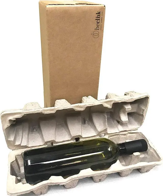 Main image of Wine Shipping Box (1 bottle) with Protective Tray, Biodegradable, Made from Recycled Materials - Pack of 12
