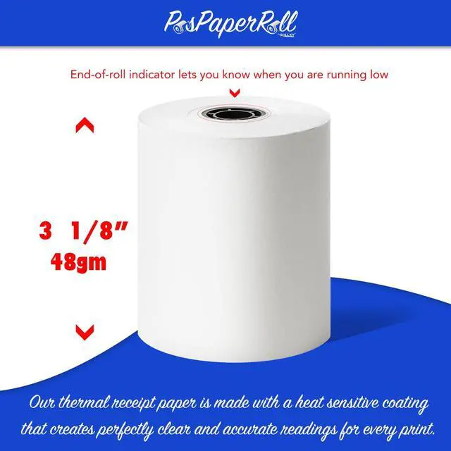 Alt view image 2 of 6 - 3-1/8 X 230 Thermal Paper Compatible with Star CT-S300 Tsp100 BPA Free 50 Rolls by (48gm Thickness)