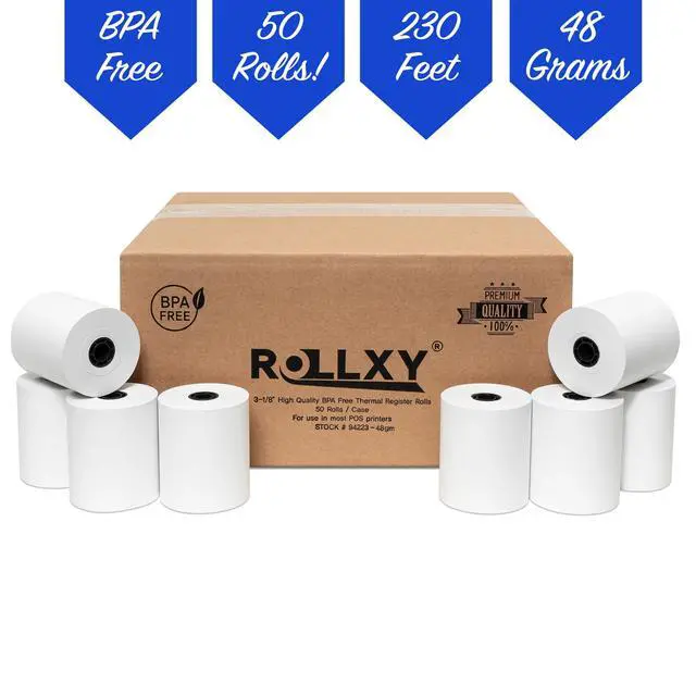 Alt view image 5 of 6 - 3-1/8 X 230 Thermal Paper Compatible with Star CT-S300 Tsp100 BPA Free 50 Rolls by (48gm Thickness)