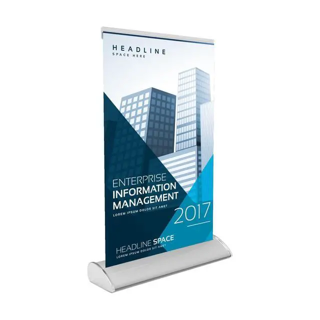 Alt view image 3 of 4 - Tabletop Retractable Banner, Silver Aluminum Stand, 8.5 x 11, Customizable Print, Custom Mini Retractable Banner (Silver (hardware), 8.5 x 11)
