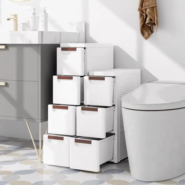 Alt view image 2 of 7 - 3 Drawers Storage Cart, Narrow Plastic Dresser, Rolling Organizer Cart for Office Classroom Bedroom Bathroom Art Craft Supplies, Mobile Slim Utility Cart on Wheels (7.5"x16.5"x22.5")