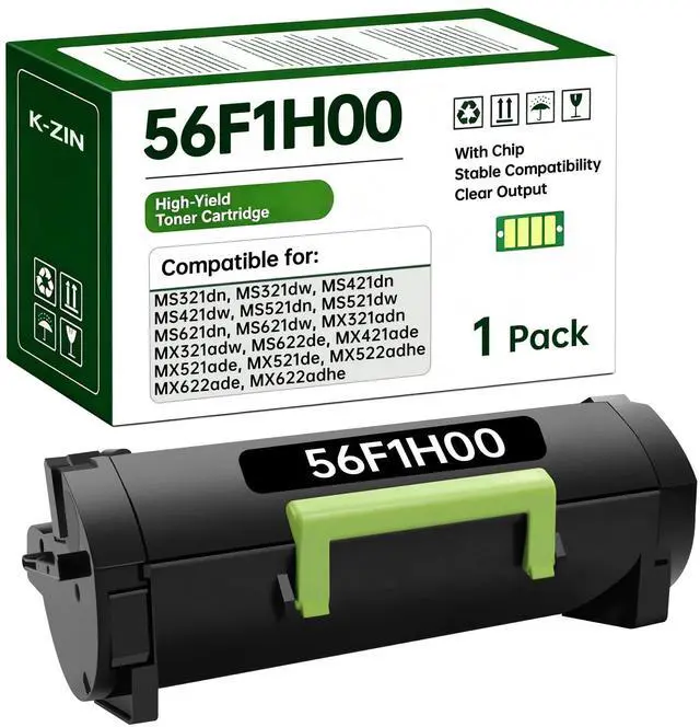 Main image of MS521 56F1H00 Black Toner Cartridge with Chip for 56F1000 56F1U00 | Compatible for Lexmark MS521dw MS621dn MS321dn MS421dn MS421dw MS521dn MS621dw Printer 56F1000 56F1U00 Toner (15000 Page)