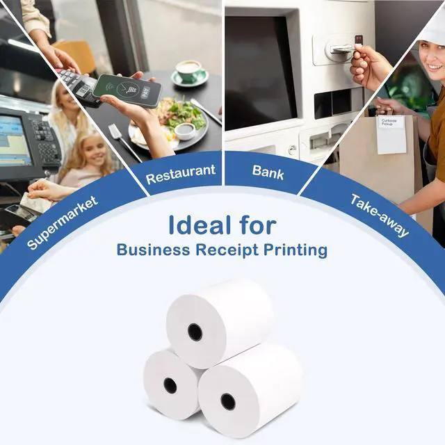 Alt view image 4 of 6 - 10 Rolls 3 1/8 x 230 Thermal Paper Receipt Rolls Cash Register POS Receipt, Thermal Ppaper Rolls Fits All Credit Card Terminal BPA Free Receipt Paper-, White