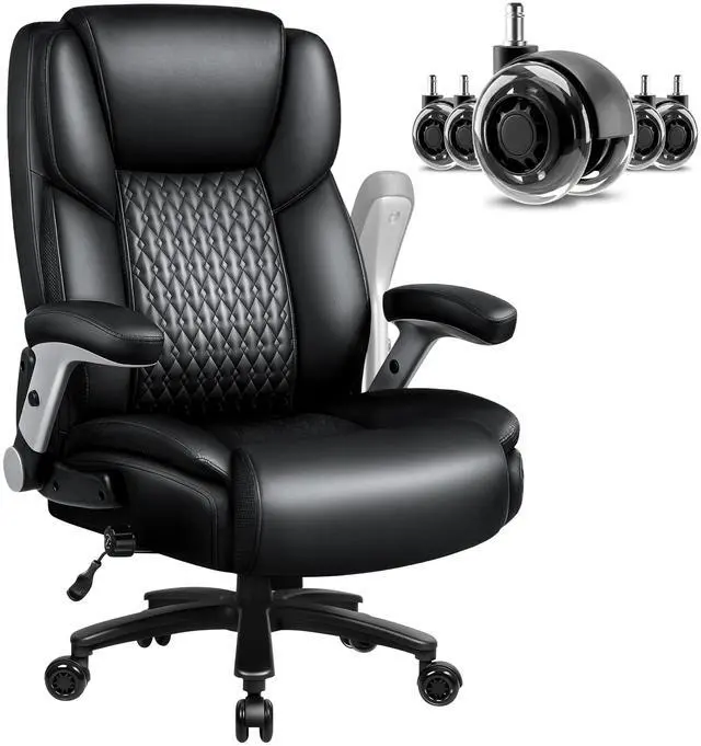 Main image of Big and Tall Office Chair 600LBS, Heavy Duty Office Chair for Heavy People, High Back Executive Office Leather Chair with Adjustable Armrests and Lumbar Support, Black Ergonomic Big Tall Chair