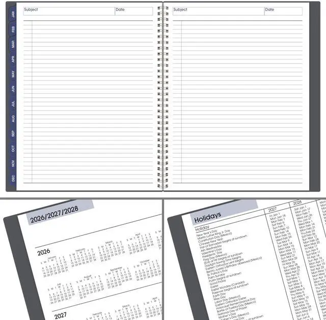 Alt view image 6 of 7 - 2027 Planner, Monthly, 8.5" x 11", Tabbed, DayMinder, Gray (GC4700727)