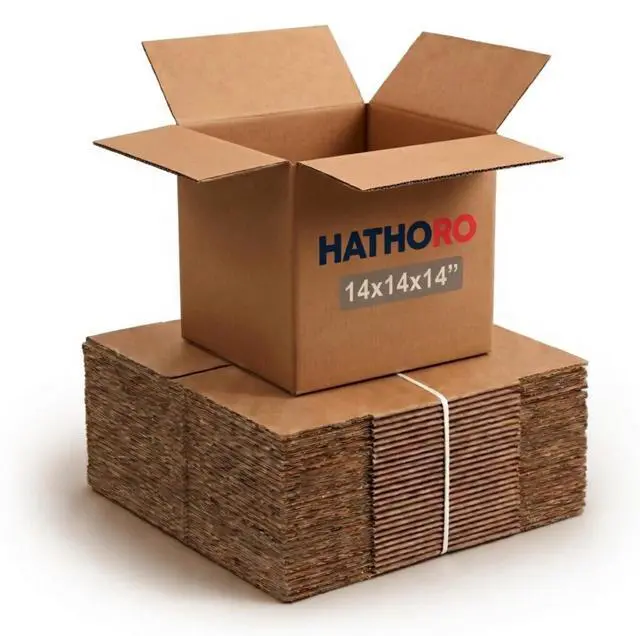 Main image of 14"L x 14"W x 14"H Small Shipping Boxes, 25-Pack | Square Kraft Corrugated Cardboard Boxes for Packing, Moving and Storage, Multi-Purpose