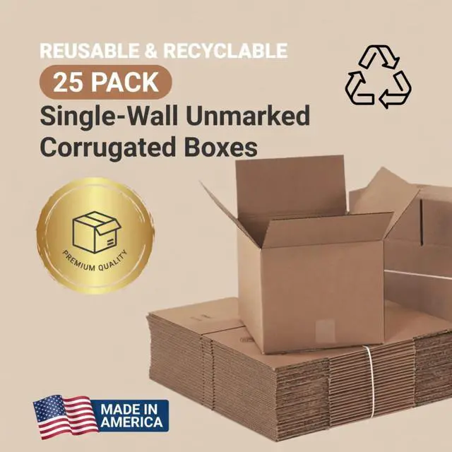 Alt view image 4 of 6 - Small Shipping Boxes 12"L x 12"W x 12"H, 25-Pack | Kraft Corrugated Cardboard Boxes for Packing, Moving and Storage, Multi-Purpose