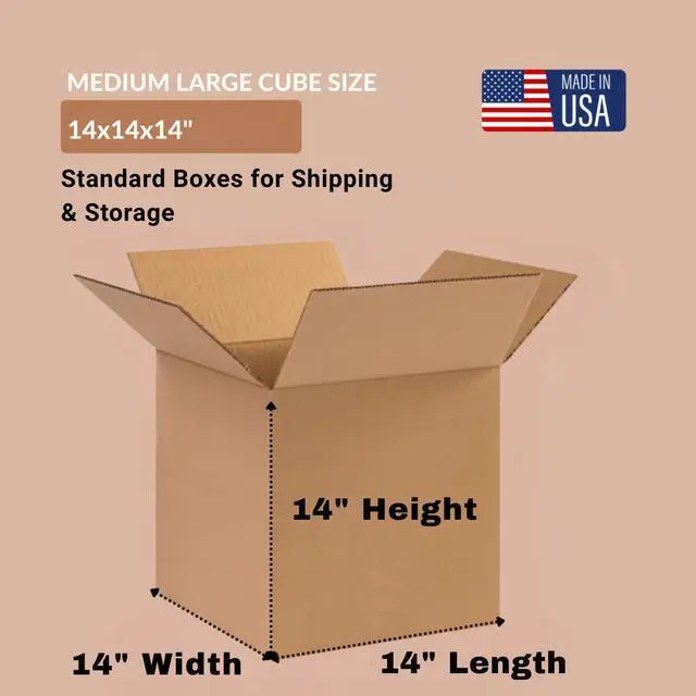 Alt view image 2 of 5 - 14"L x 14"W x 14"H Small Shipping Boxes, 25-Pack | Square Kraft Corrugated Cardboard Boxes for Packing, Moving and Storage, Multi-Purpose