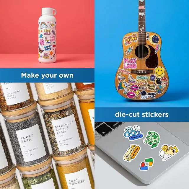 Alt view image 4 of 7 - OnlineLabels 8.5" x 11" Sticker Paper - White Matte - Inkjet/Laser | 100 Sheets, Permanent Adhesive, Blank Full Sheet Labels, Inkjet & Laser Compatible, Works With Cricut, Silhouette, & More