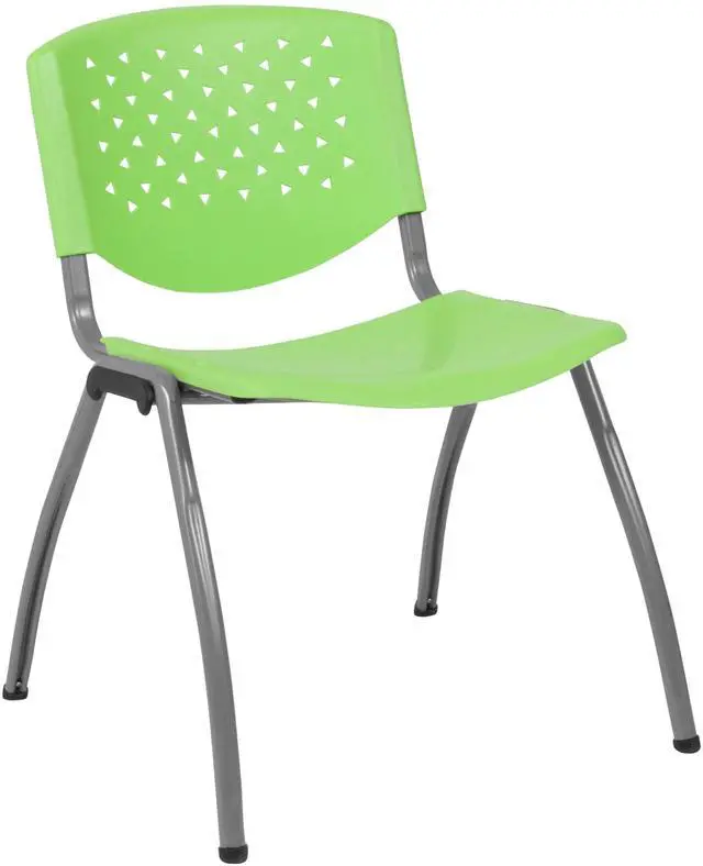 Main image of HERCULES Series 880 lb. Capacity Green Plastic Stack Chair with Titanium Gray Powder Coated Frame | Powder Coated, 880 LBS. Weight Capacity