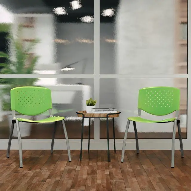 Alt view image 7 of 7 - HERCULES Series 880 lb. Capacity Green Plastic Stack Chair with Titanium Gray Powder Coated Frame | Powder Coated, 880 LBS. Weight Capacity