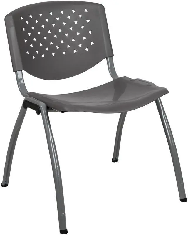 Main image of Hercules Plastic Stack Chair, Gray | Powder Coated, 880 LBS. Weight Capacity
