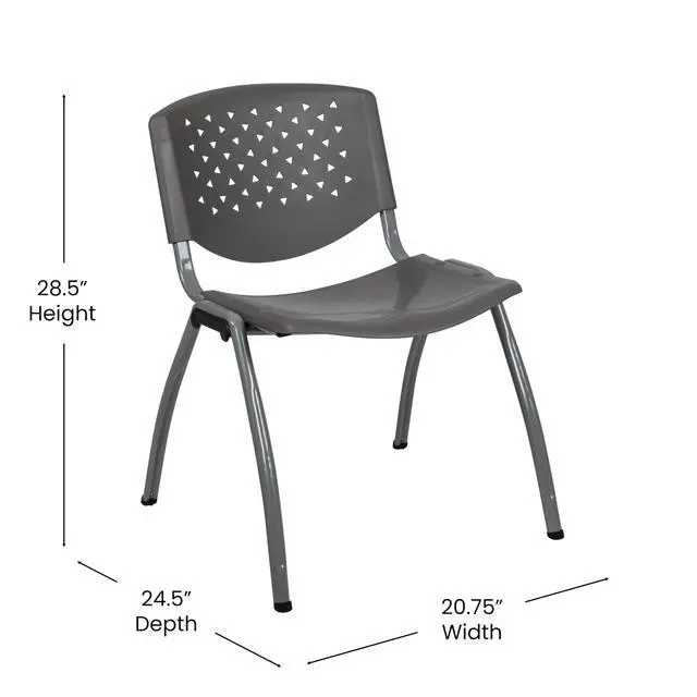 Alt view image 3 of 7 - Hercules Plastic Stack Chair, Gray | Powder Coated, 880 LBS. Weight Capacity