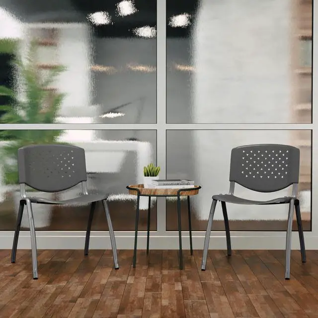 Alt view image 7 of 7 - Hercules Plastic Stack Chair, Gray | Powder Coated, 880 LBS. Weight Capacity